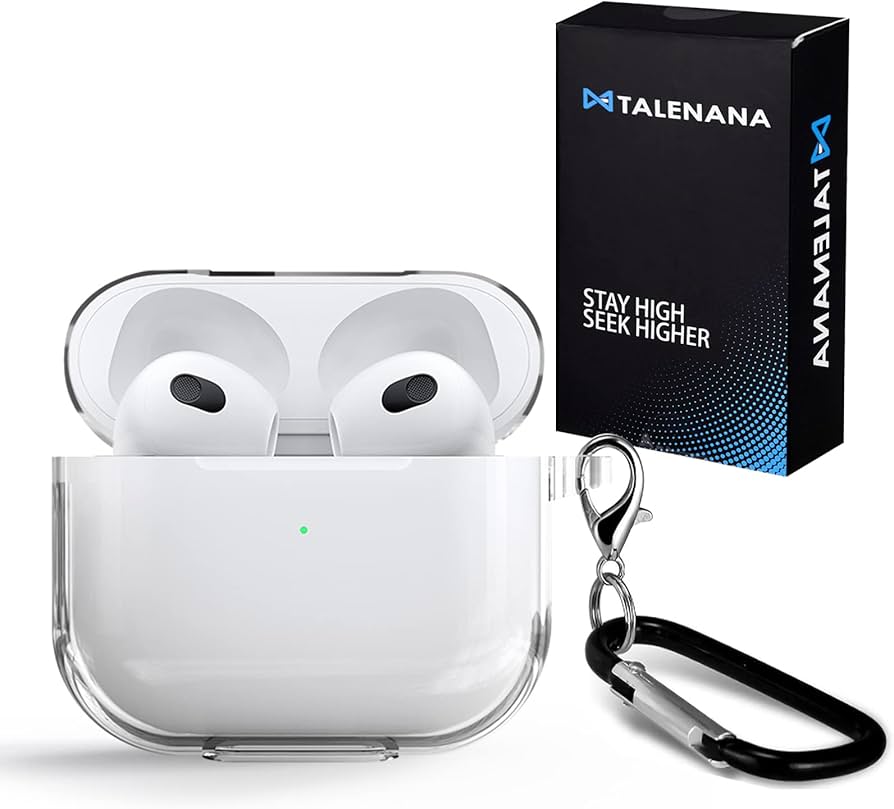 「2022モデル」AirPods 3 用 ケース 2022新モデル TALENANA エアーポッズ 第3世代 用 充電ケースカバー クリア 全面保護  落下防止 耐衝撃 装着充電可能 カラビナ付き 透明